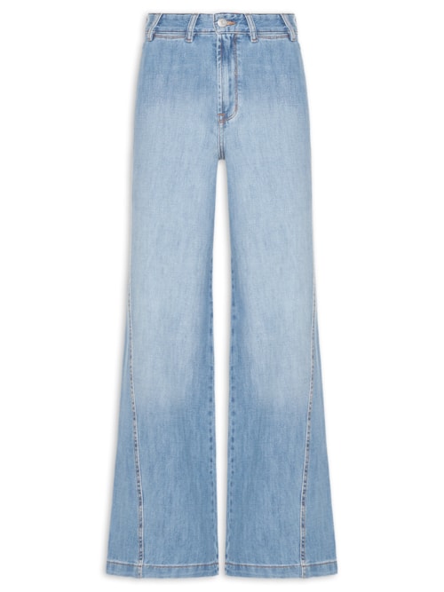 Calça Feminina Jeans Costura Deslocada - Azul