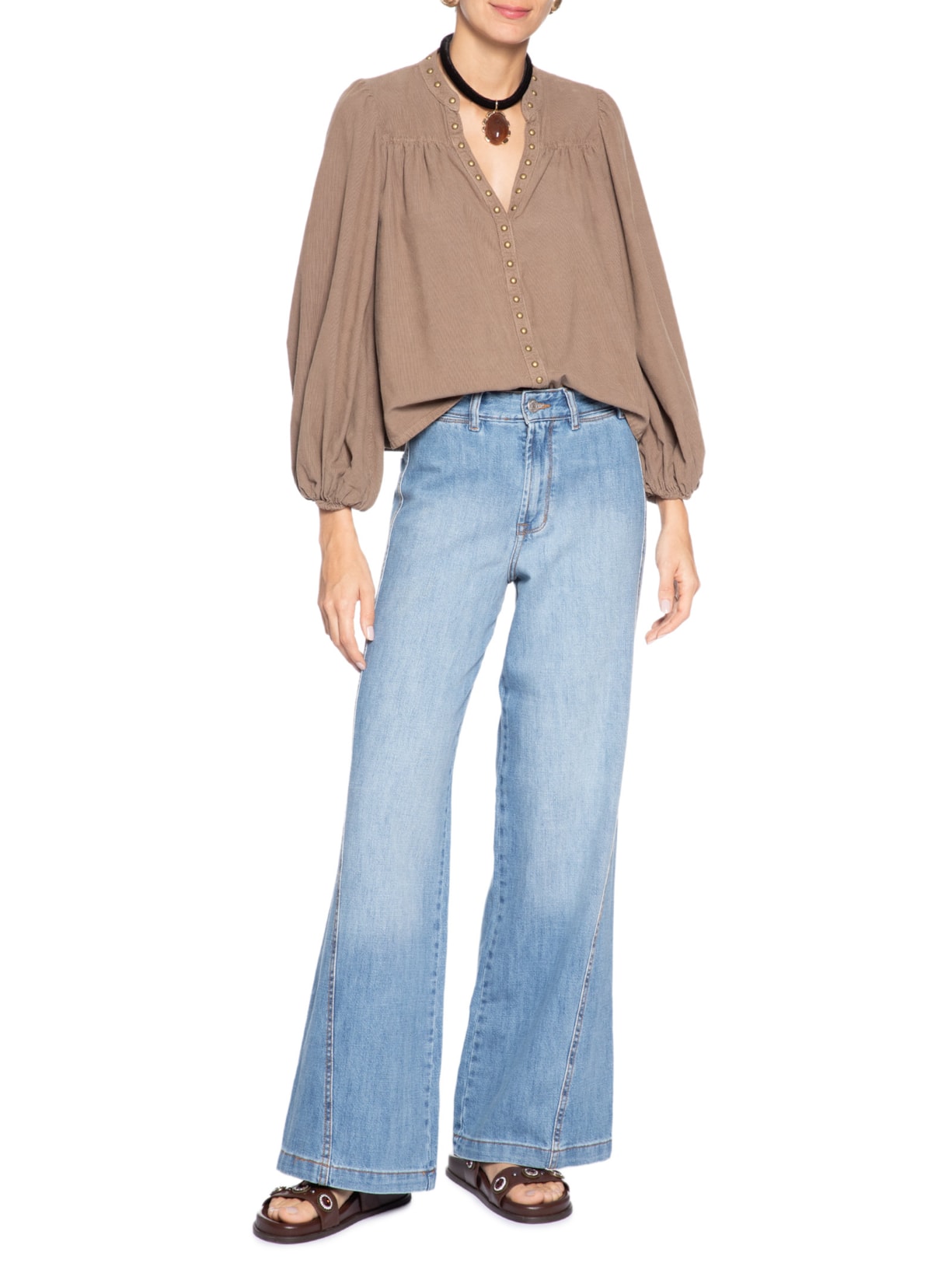 Calça Feminina Jeans Costura Deslocada - Azul by MARIA FILÓ