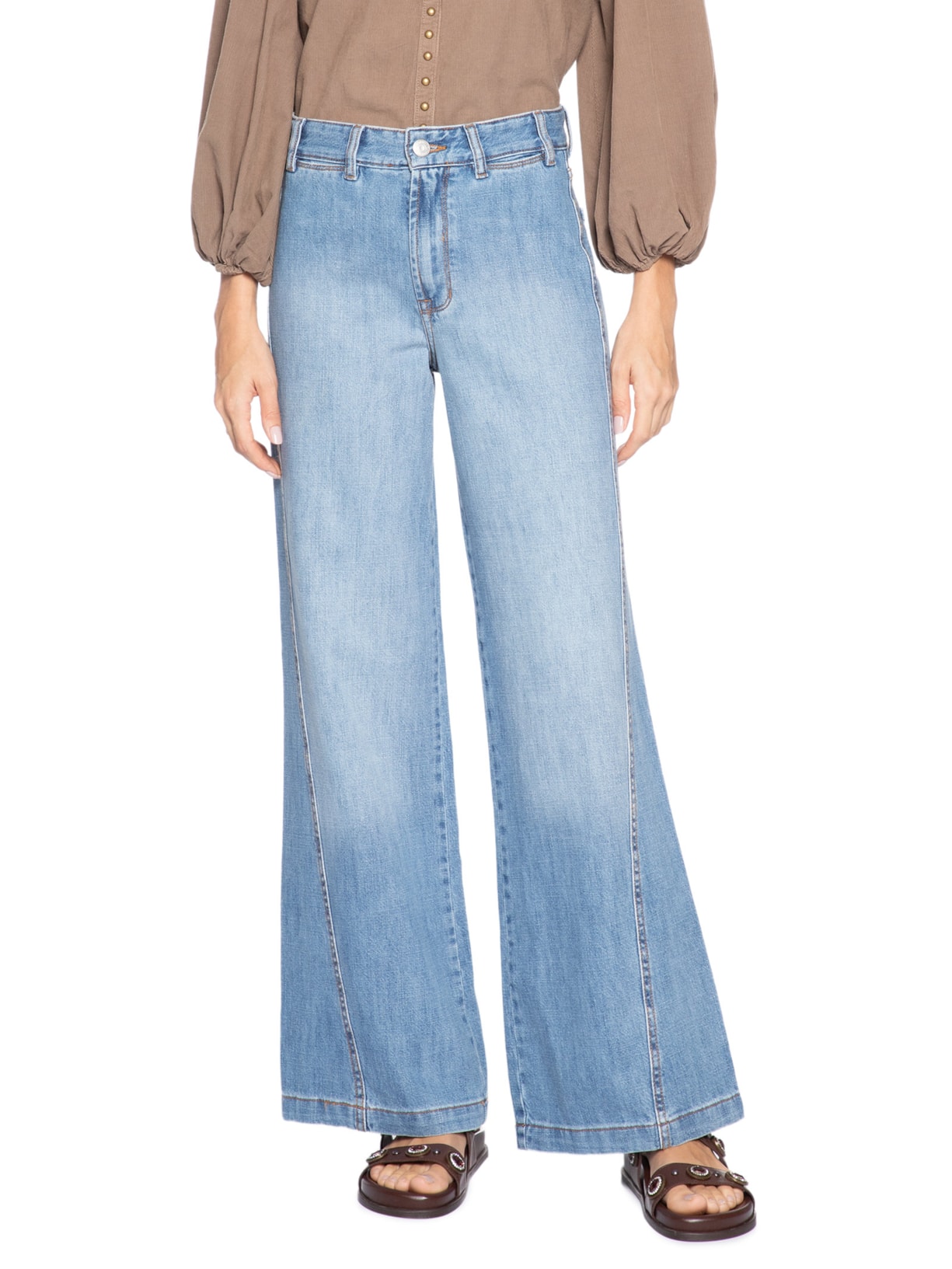 Calça Feminina Jeans Costura Deslocada - Azul by MARIA FILÓ
