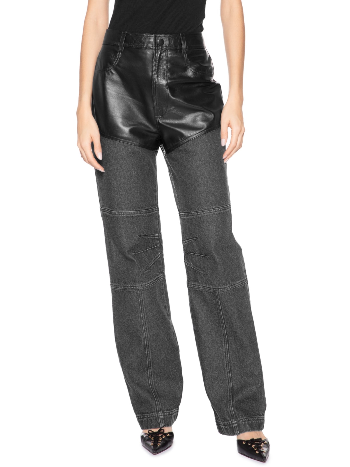 Calça Feminina Jeans Couro Verena Preto Nk