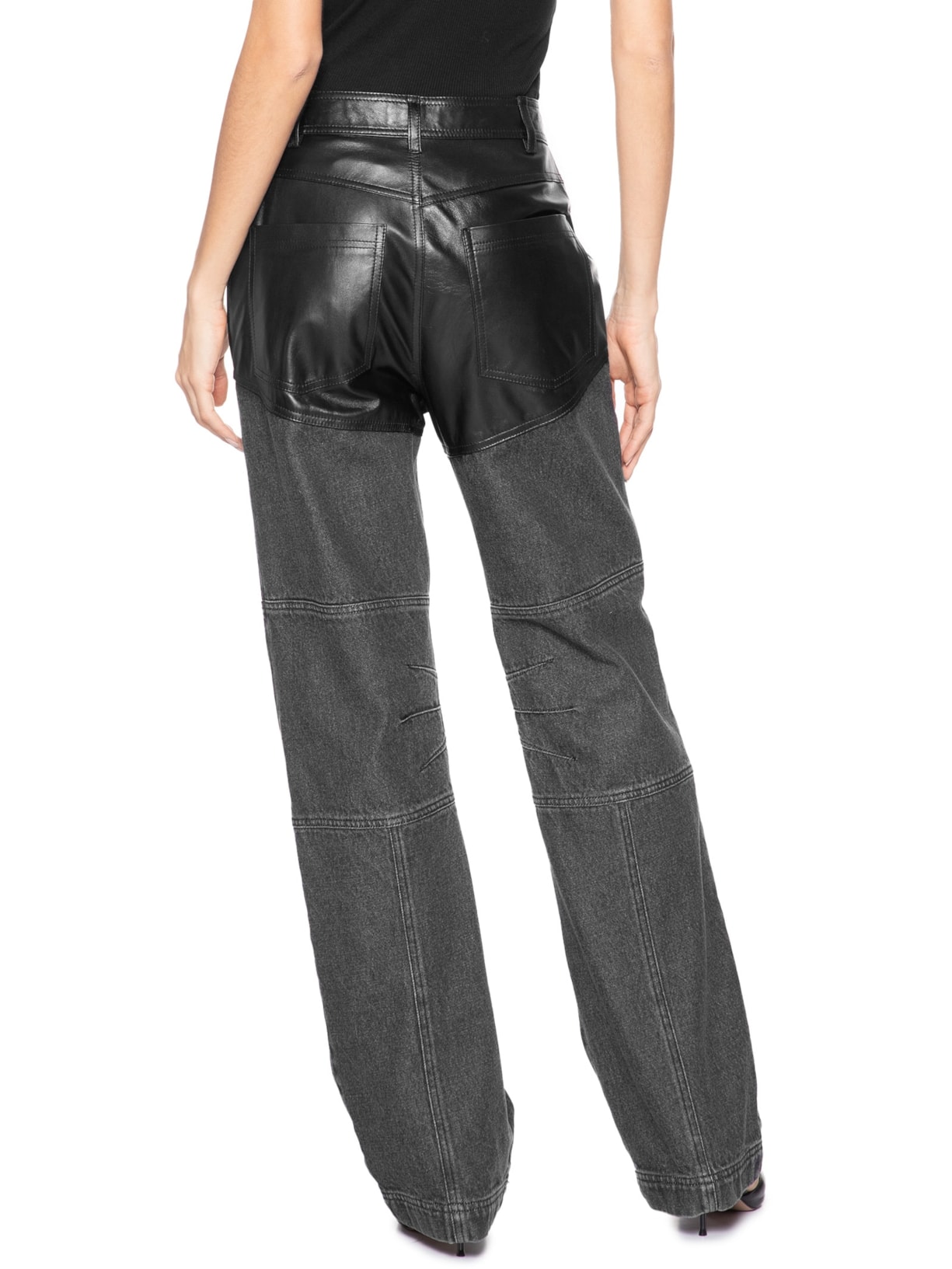 Calça Feminina Jeans Couro Verena Preto Nk