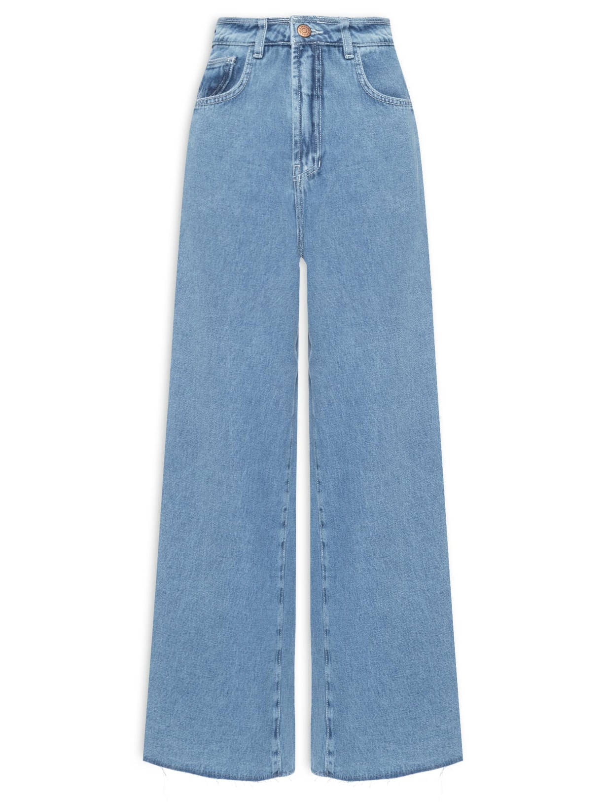 Calça Feminina Jeans Delavê Marcado - Azul