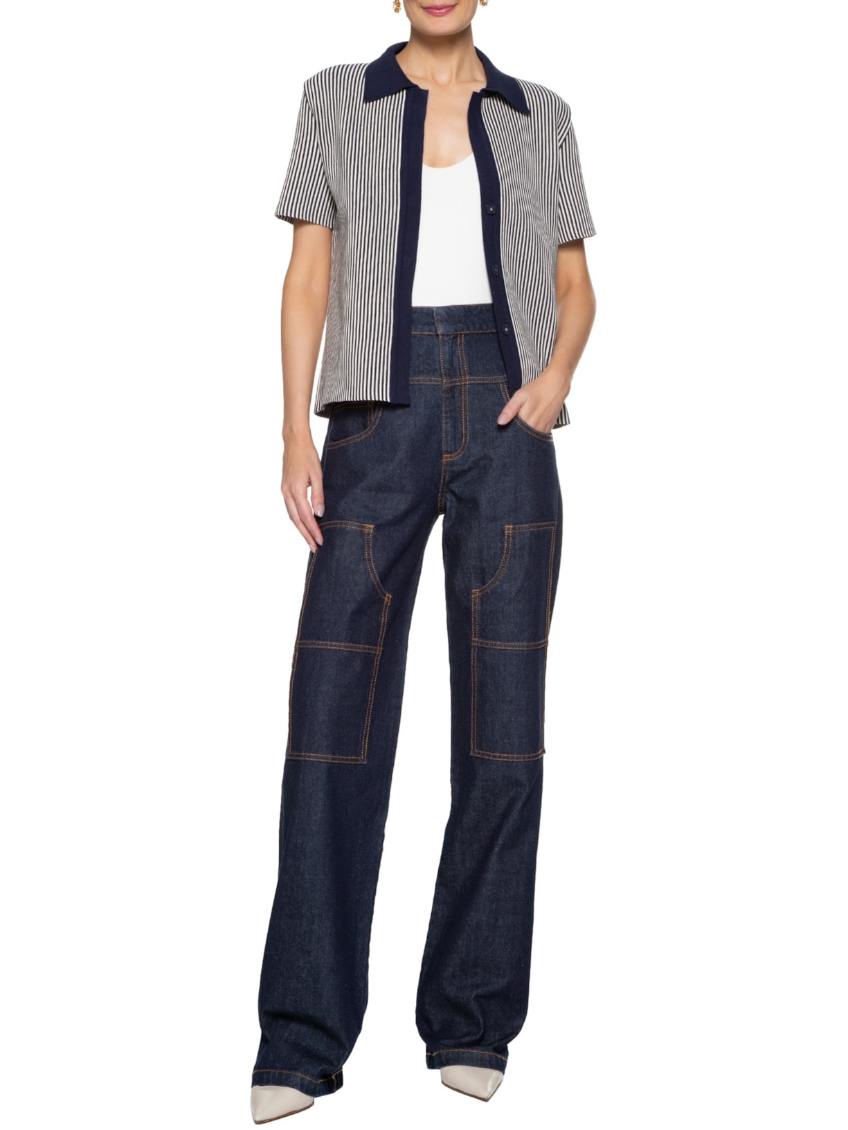 Calça Feminina Jeans Faye Azul Andrea Bogosian