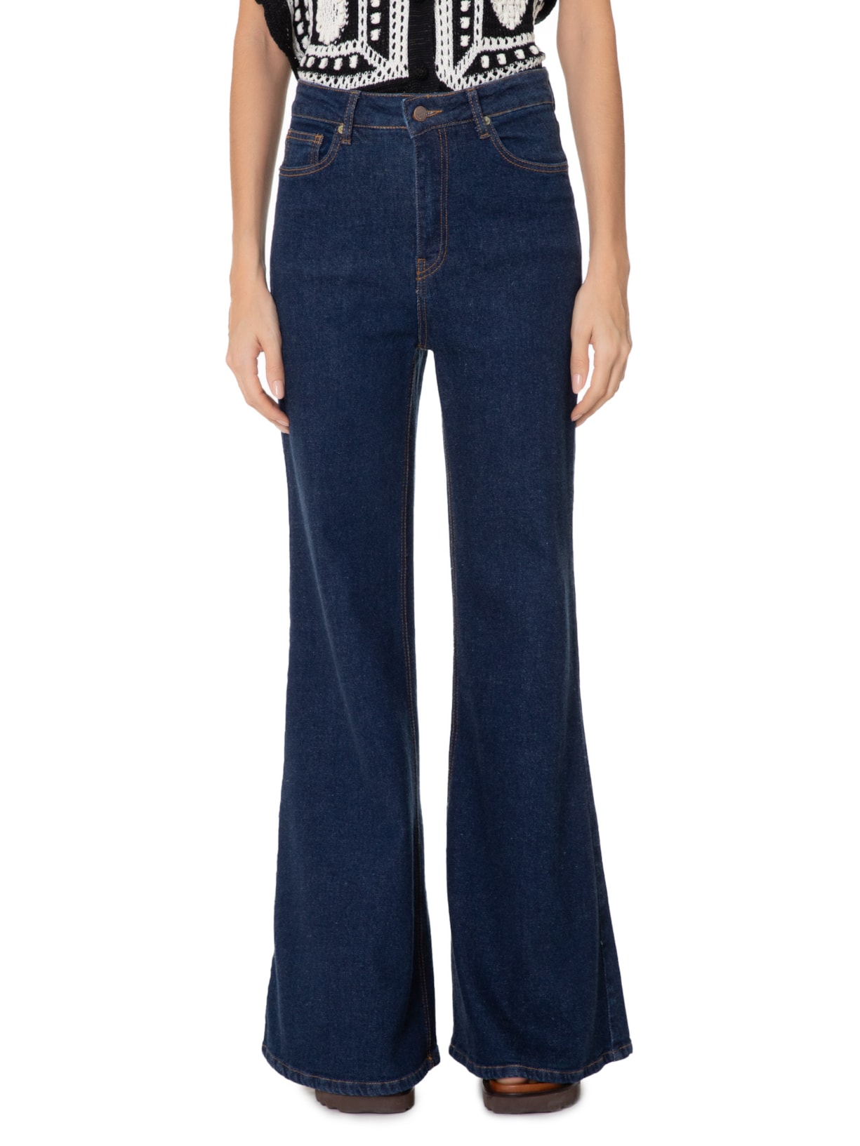 Customizar Calça Calça Flare Jeans Com Renda Conjunto Body E