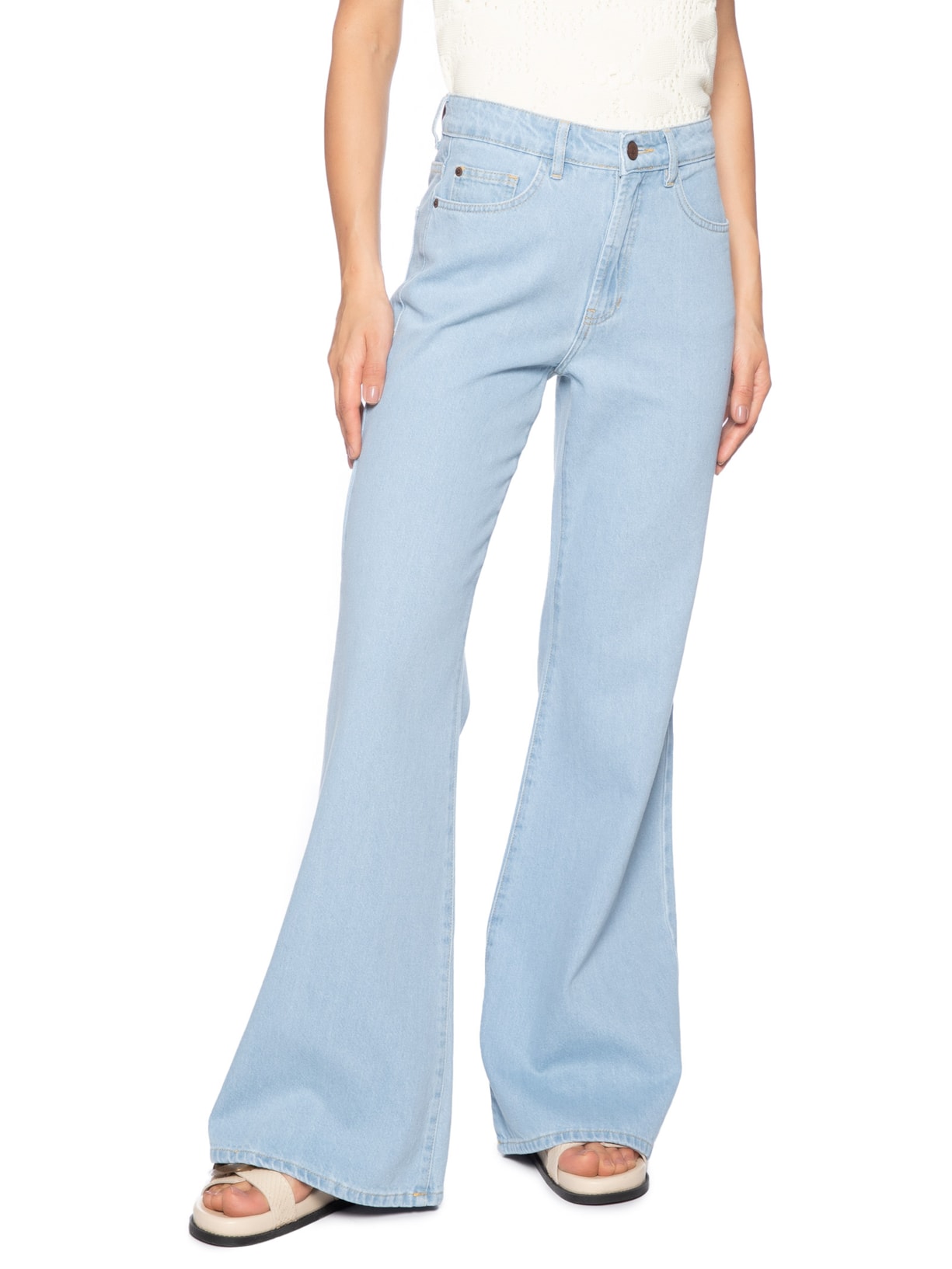 Calça Feminina Jeans Flare Baby Blue Azul Dress To