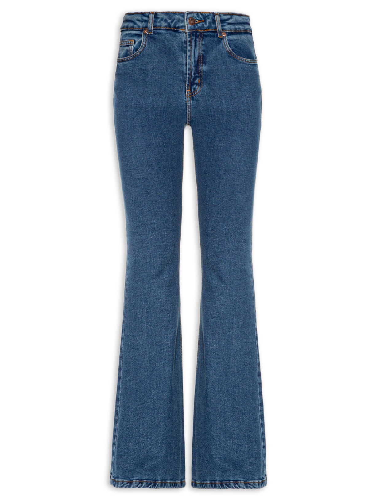 Calça Feminina Jeans Flare Baixa - Azul