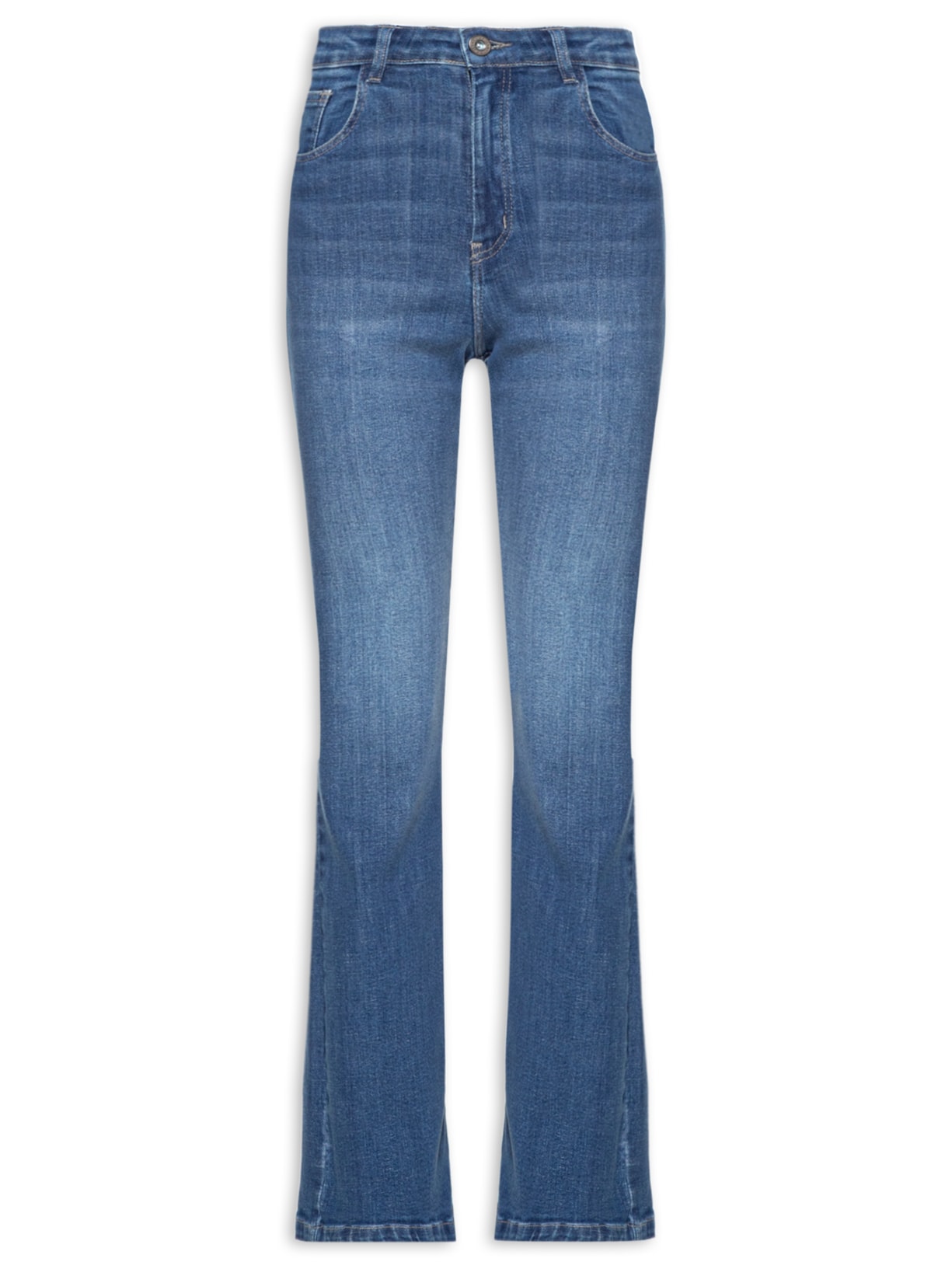 Calça Feminina Jeans Flare Bigodes - Azul