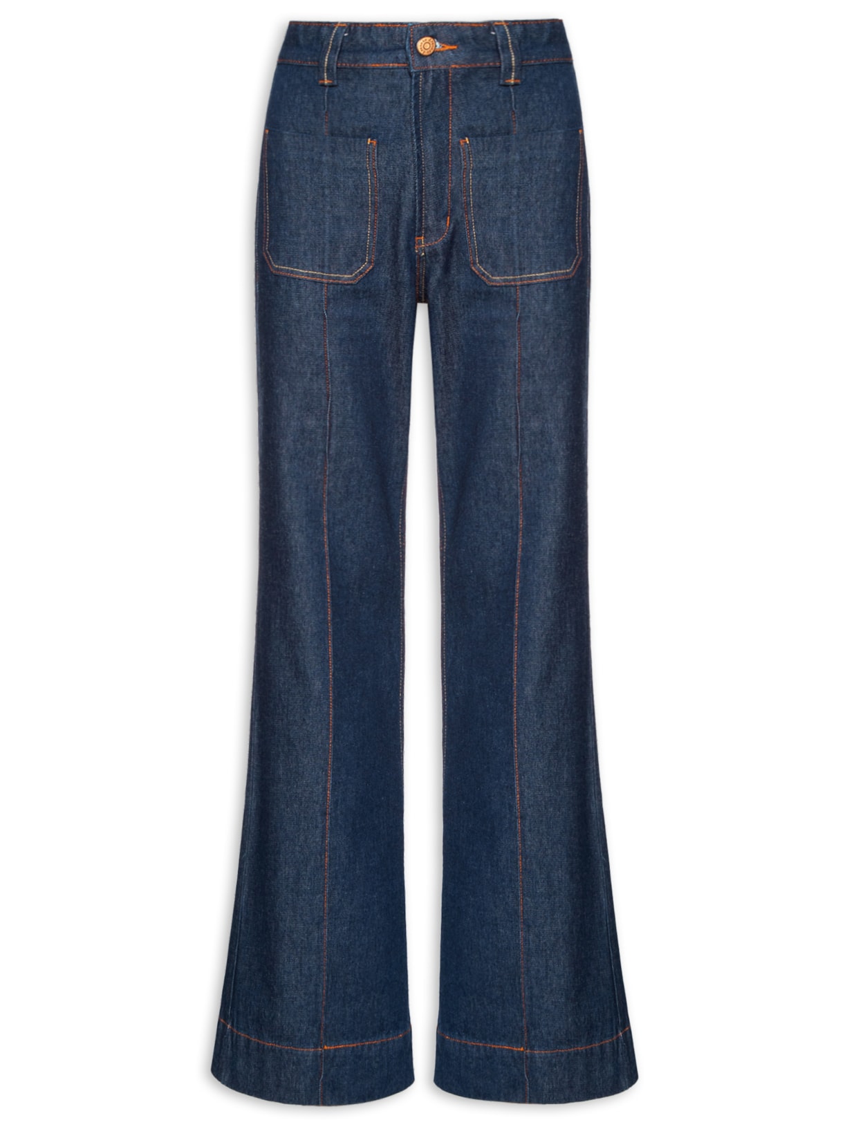 Dress To Calça Feminina Jeans Flare Bolso Azul