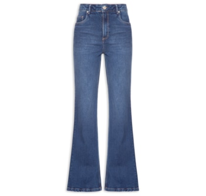 Calça Feminina Jeans Flare Cintura Alta Used - Azul