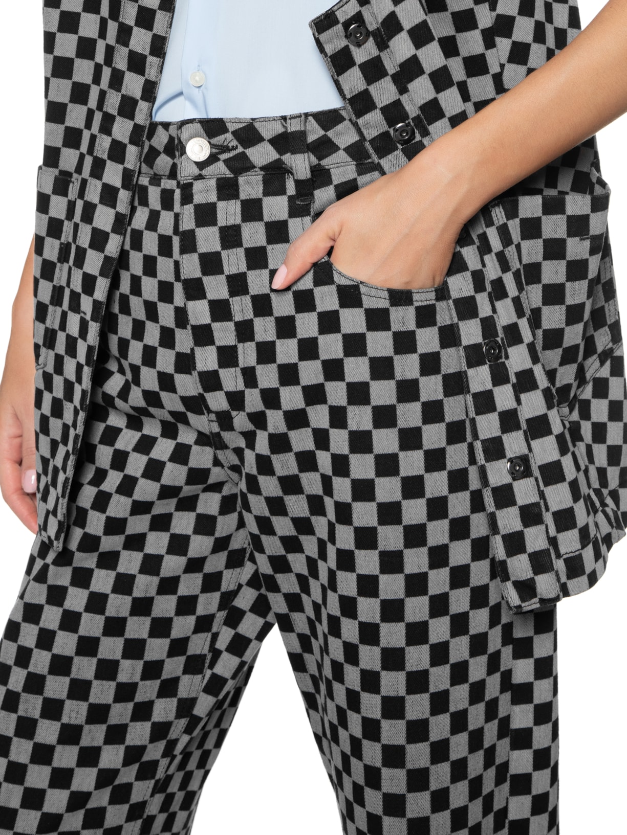 Calça Feminina Jeans Grid Lysi Preto Nk