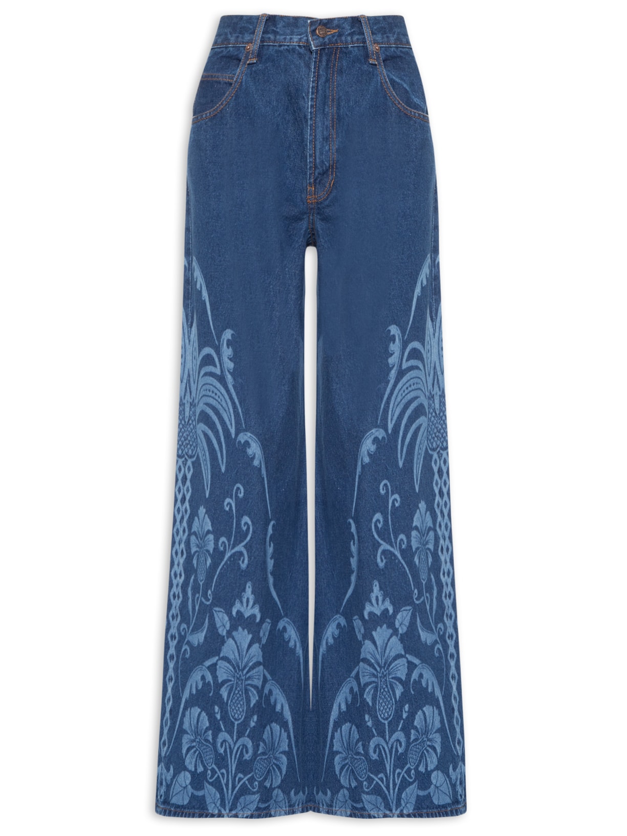 Calça Feminina Jeans Laser Abacaxi Deco - Azul