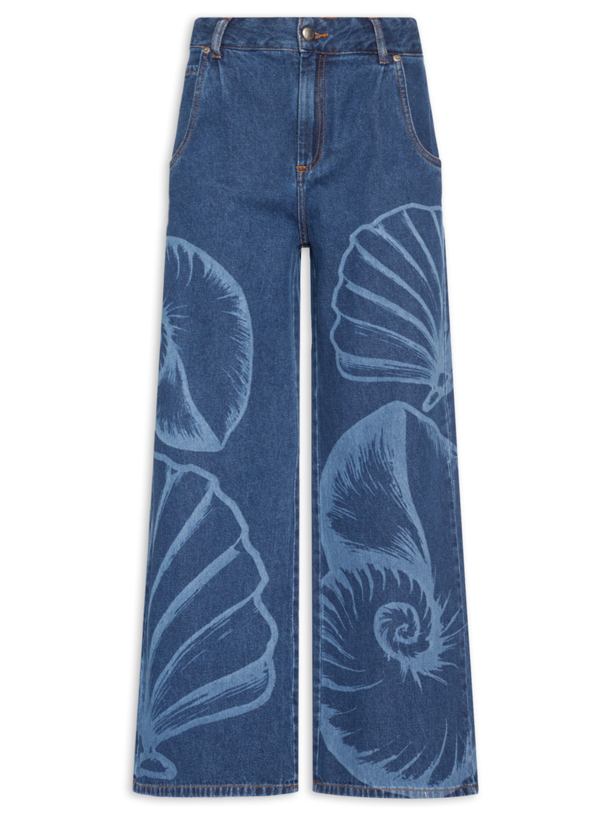 Calça Feminina Jeans Laser Maxi Concha Azul Farm