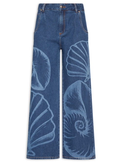 Calça Feminina Jeans Laser Maxi Concha - Azul