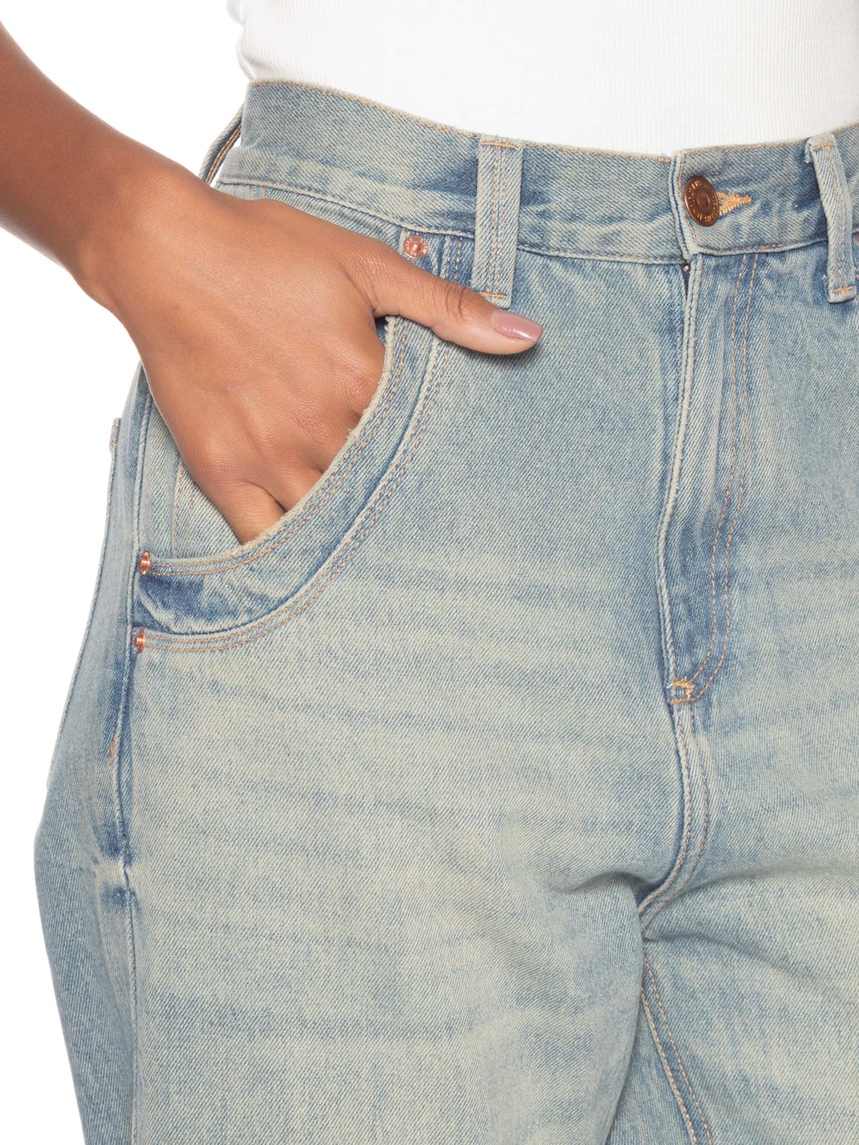 Calça Feminina Jeans Long Rise Rock Dirty Azul Animale Jeans