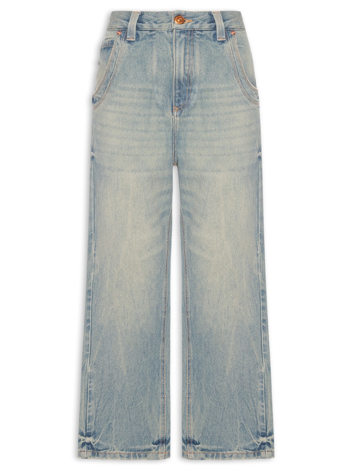 Calça Feminina Jeans Long Rise Rock Dirty - Azul