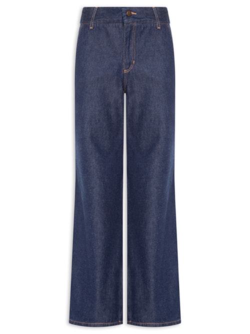 Calça Feminina Jeans Longa Vinco Bolso Faca - Azul