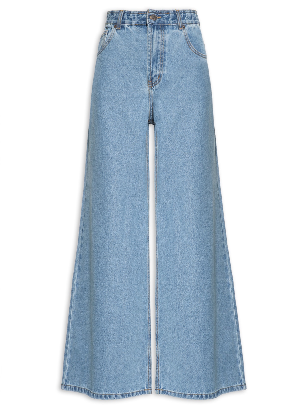 Calça Feminina Jeans Loose Cós Elástico Azul Farm