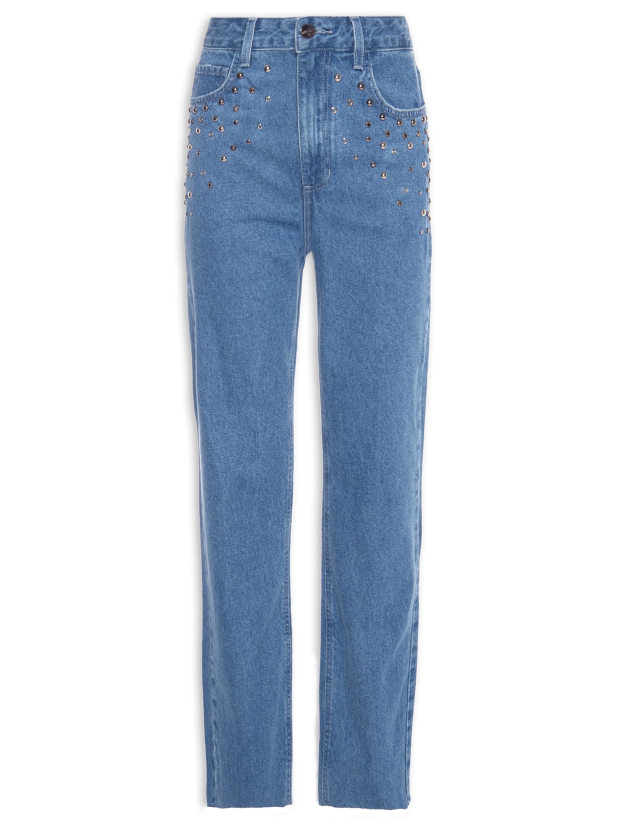 Calça Feminina Jeans Maia Tachas - Azul