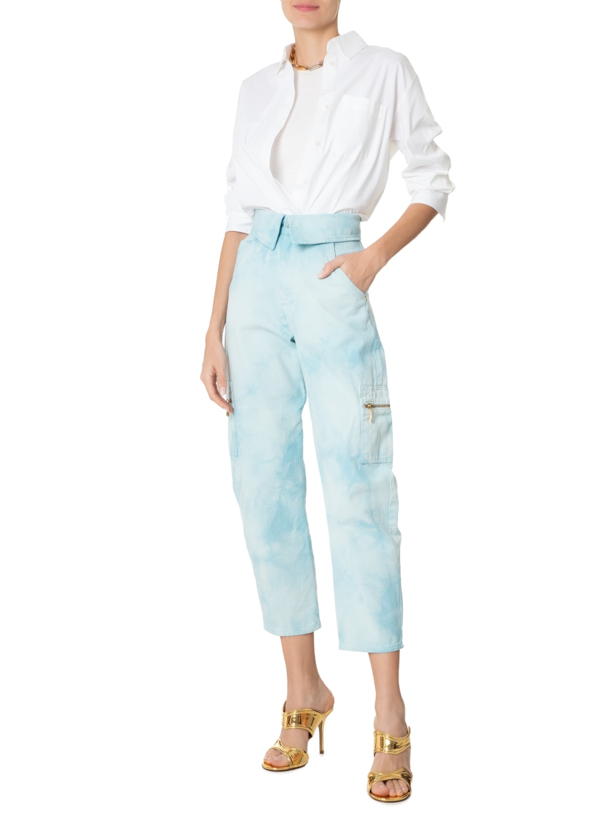 Calça Feminina Jeans Marmorizada Azul Lilly Sarti
