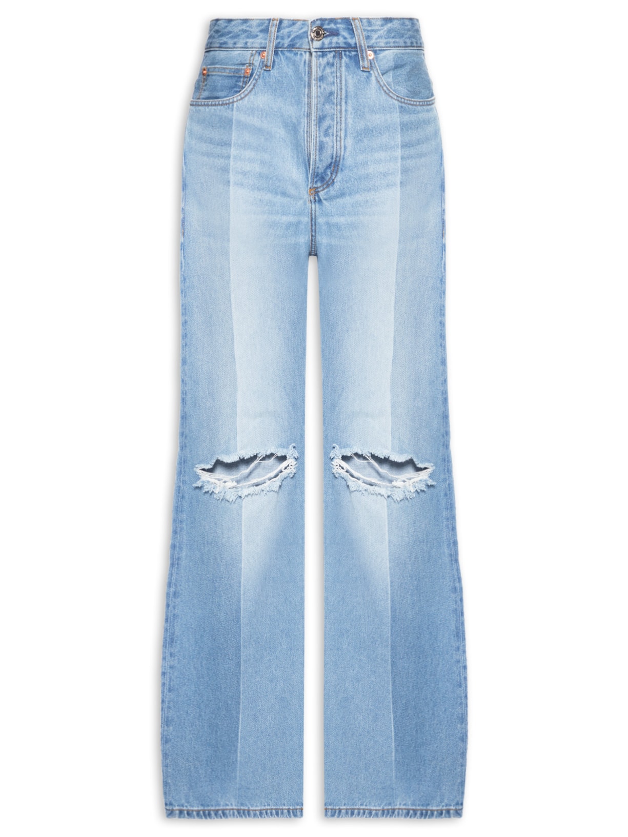 Calça Feminina Jeans Maxi Wide Leg Patchwork Azul Animale Jeans