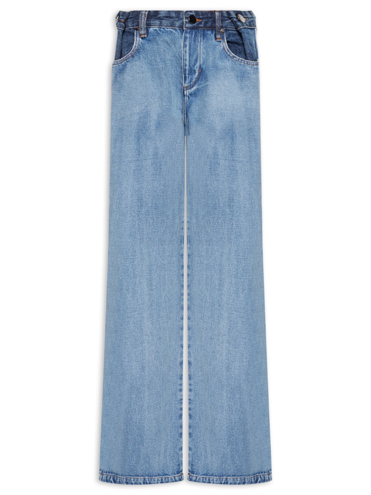 Calça Feminina Jeans Mix Prega Bolso Azul Animale