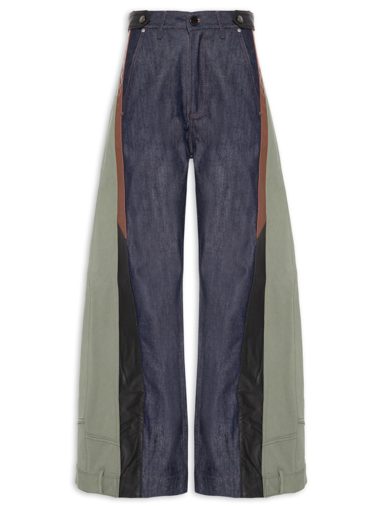 Calça Feminina Jeans Mix Sarja Couro – Azul Animale