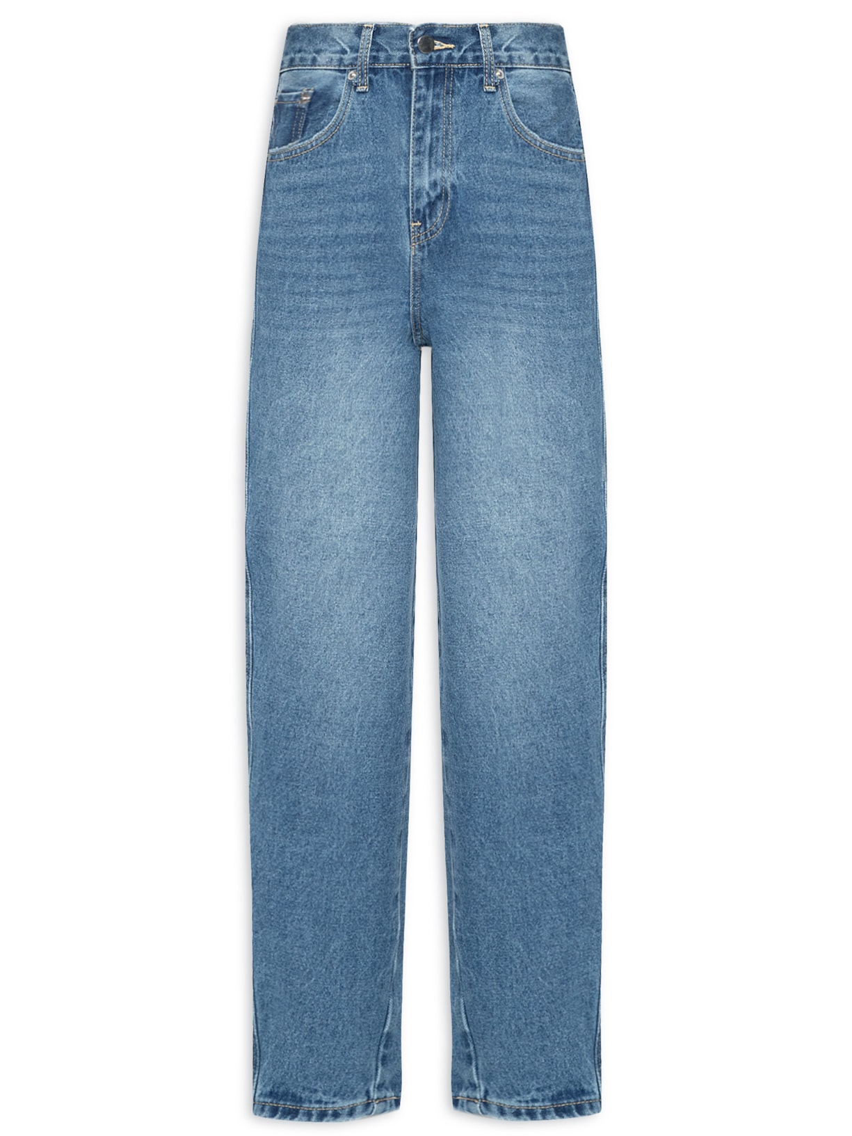 Calça Feminina Jeans Mom Com Recorte - Azul