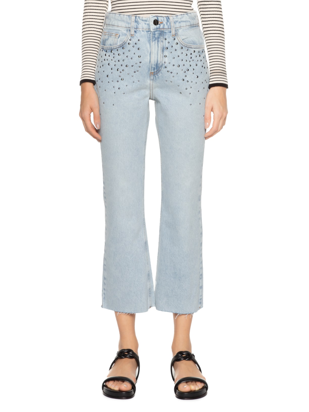 Calça Feminina Jeans Muni Tachas Azul Le Lis