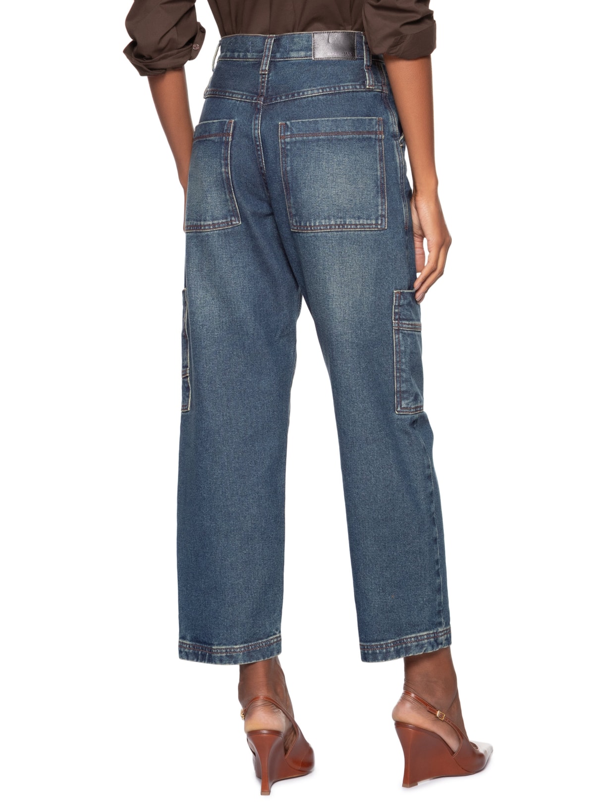 Calça Feminina Jeans Nipper Bolsos Azul Animale Jeans