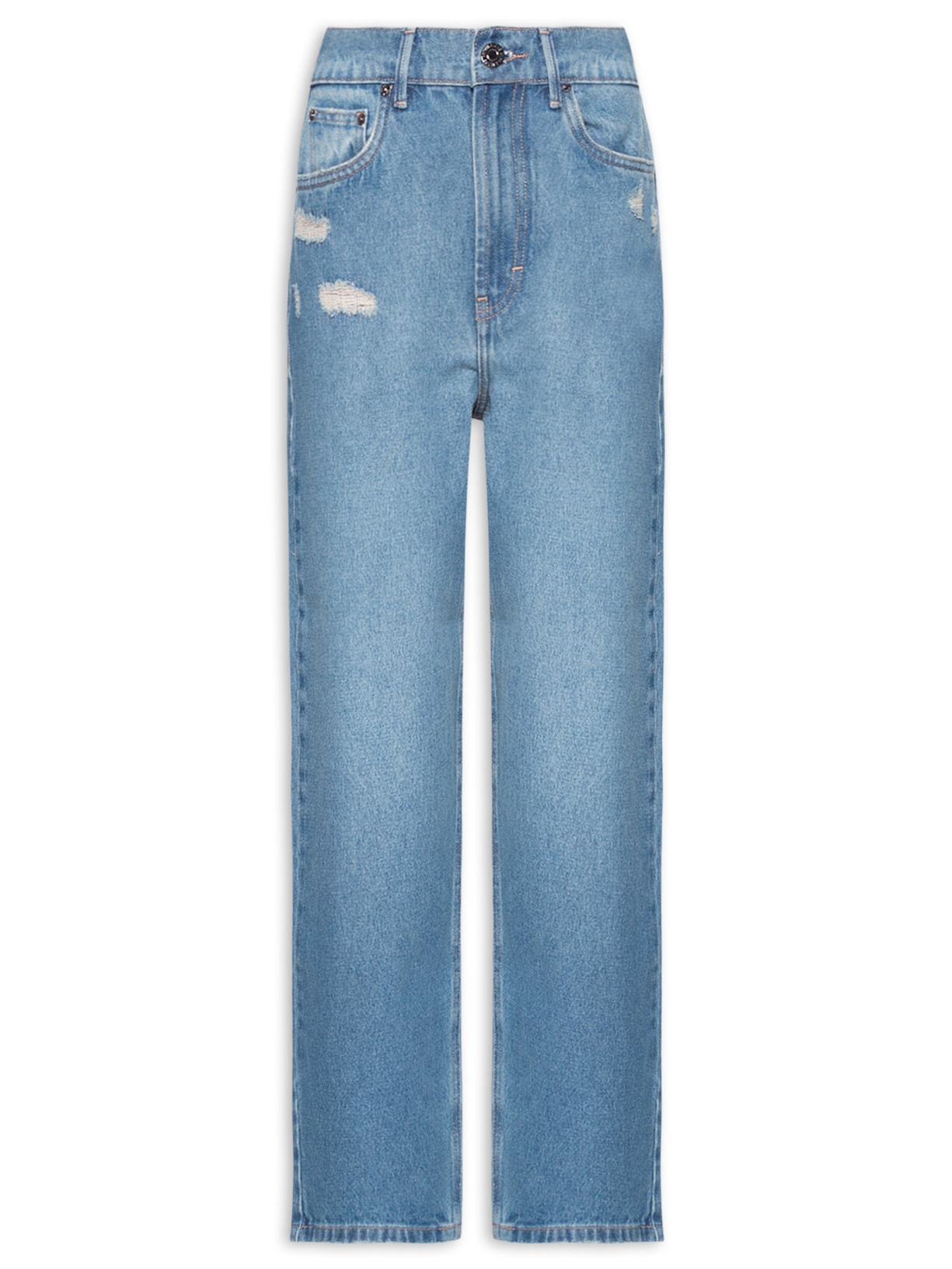 Calça Feminina Jeans Nipper Com Puidos Azul Animale Jeans