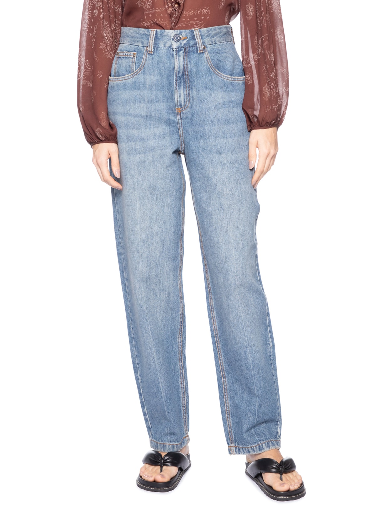 Calça Feminina Jeans Nipper Gancho Deslocado Azul Animale Jeans