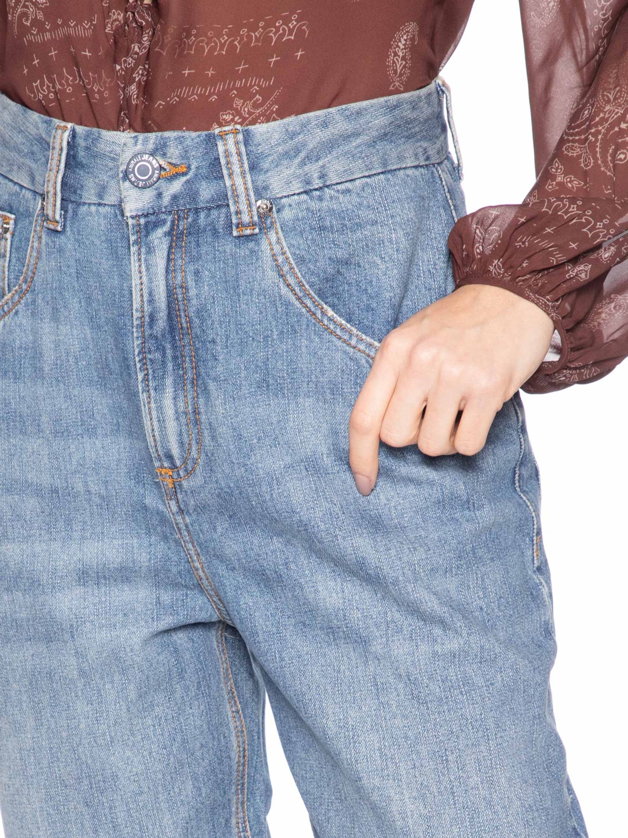 Calça Feminina Jeans Nipper Gancho Deslocado Azul Animale Jeans