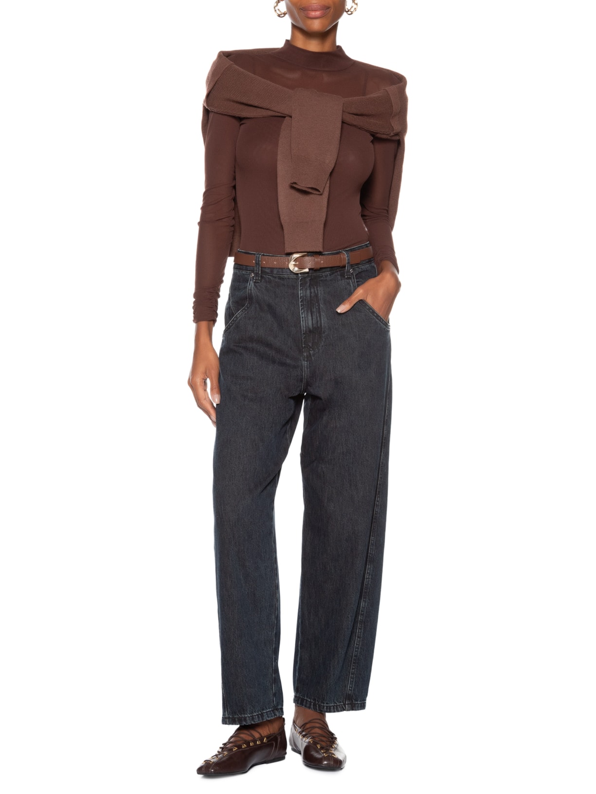 Calça Feminina Jeans Nipper Recorte Azul Animale Jeans