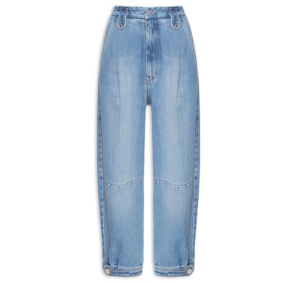 Calça Feminina Jeans Over Cintura Baixa - Azul