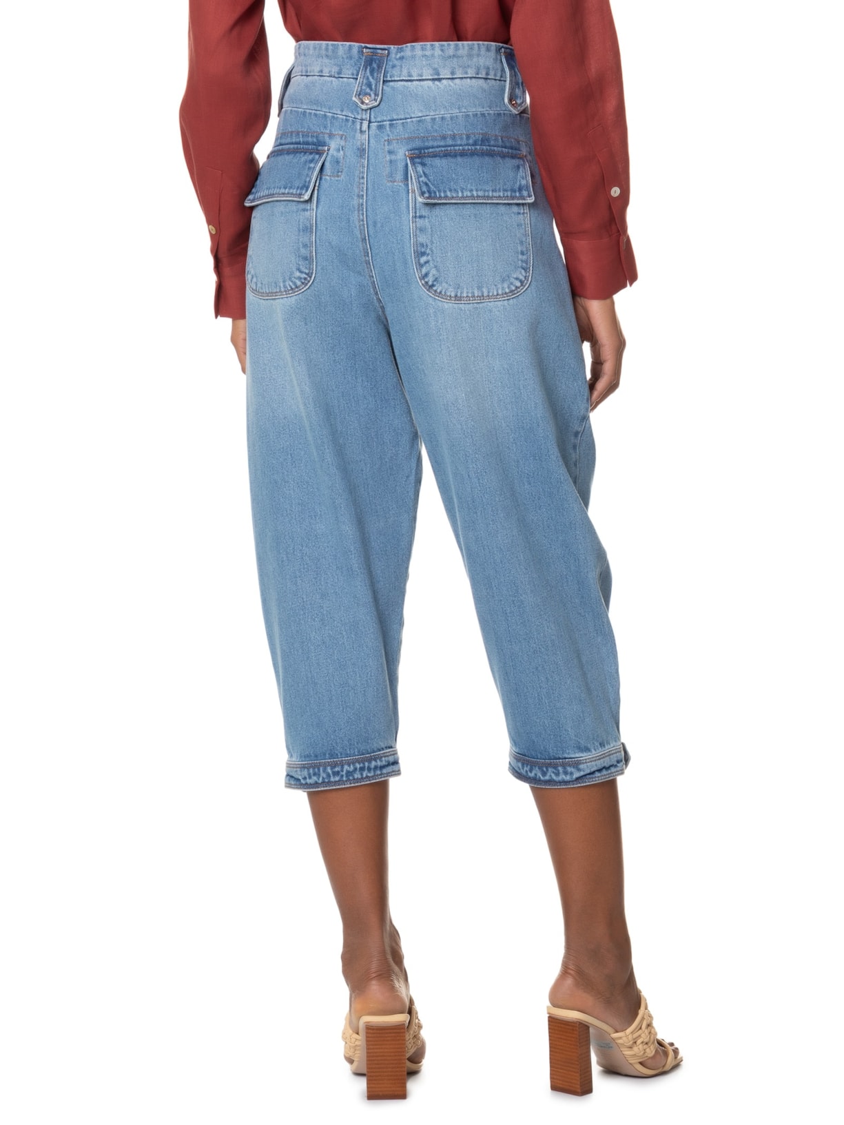 Calça Feminina Jeans Over Cintura Baixa Azul Animale