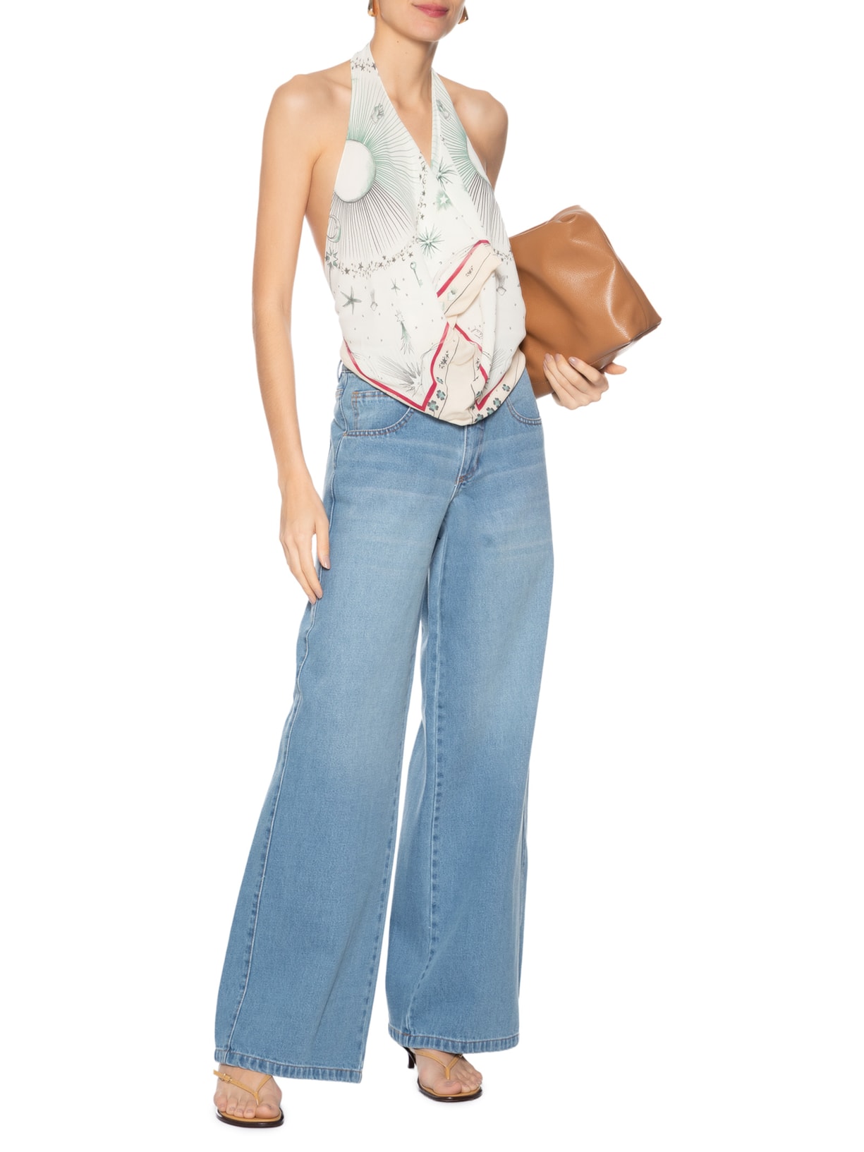 Calça Feminina Jeans Oversized Azul Animale