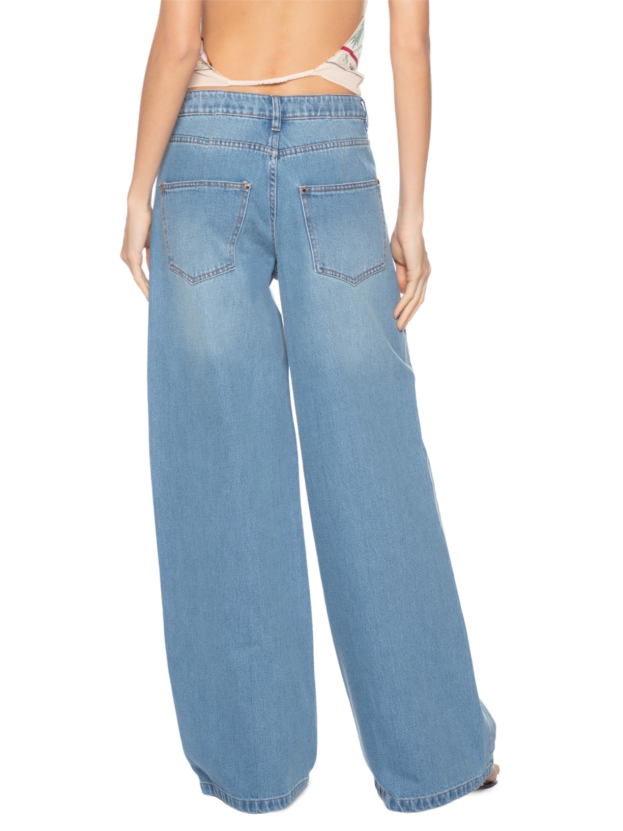 Calça Feminina Jeans Oversized Azul Animale