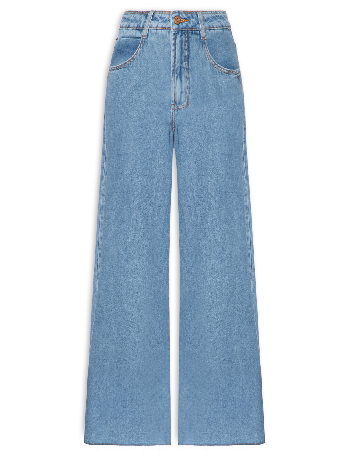 Calça Feminina Jeans Pantalona - Azul