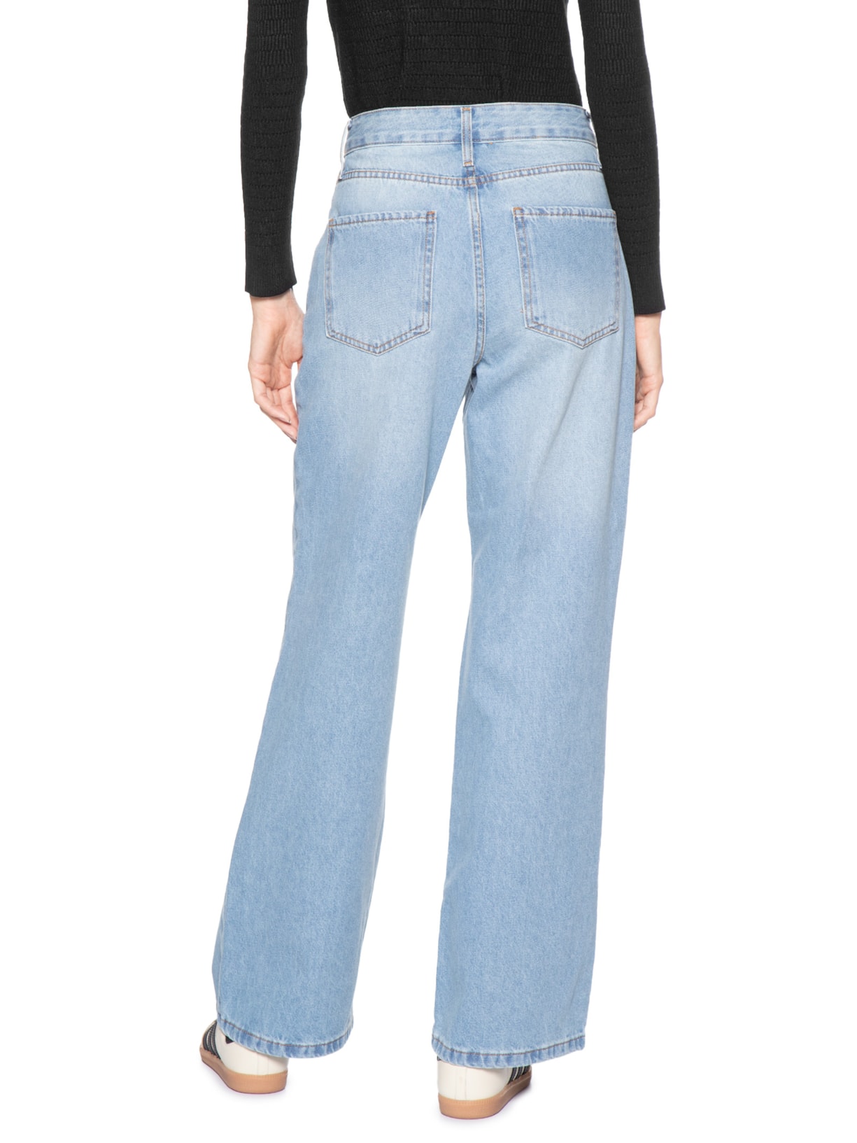 Calça Feminina Jeans Pantalona Azul Basiq