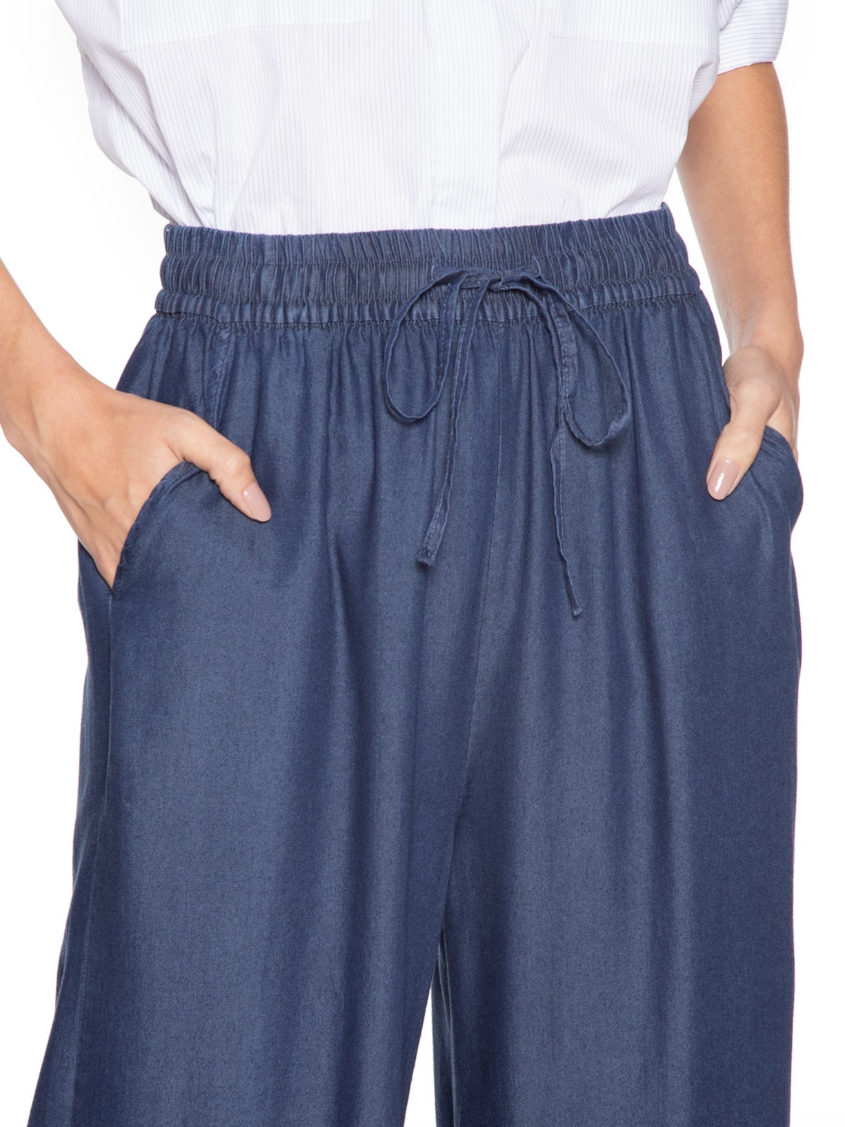 Calça Feminina Jeans Pantalona Azul Basiq