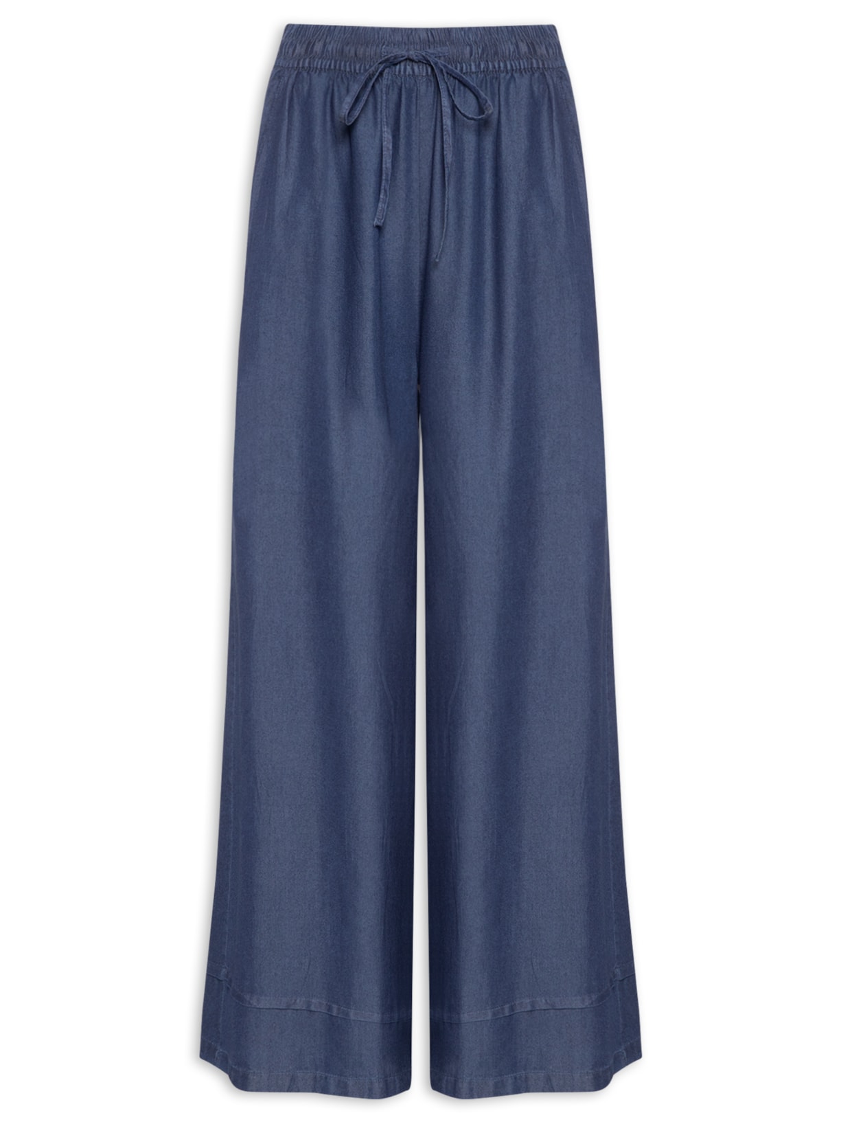 Calça Feminina Jeans Pantalona Azul Basiq