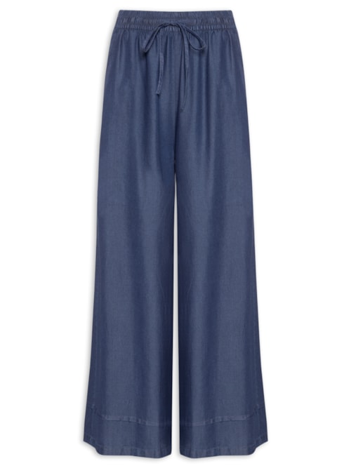 Calça Feminina Jeans Pantalona - Azul