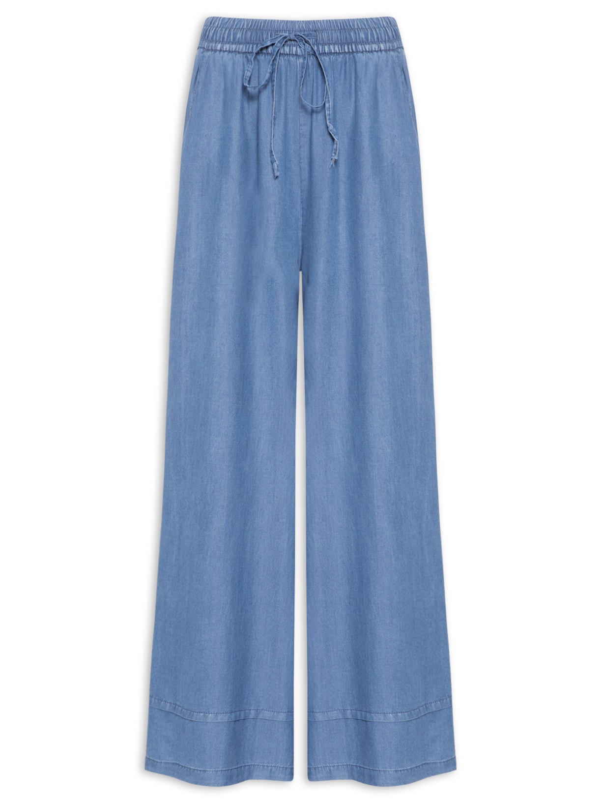 Calça Feminina Jeans Pantalona - Azul