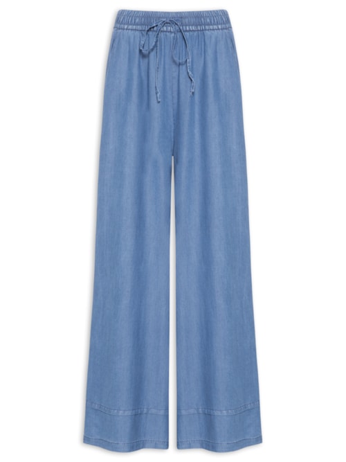 Calça Feminina Jeans Pantalona - Azul
