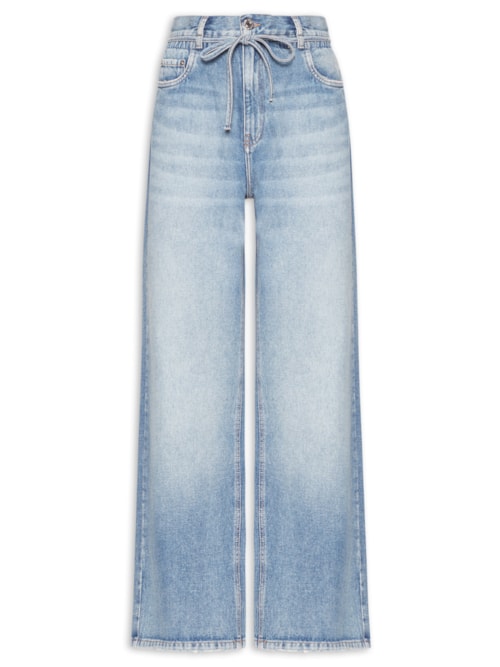 Calça Feminina Jeans Pantalona Com Elástido - Azul