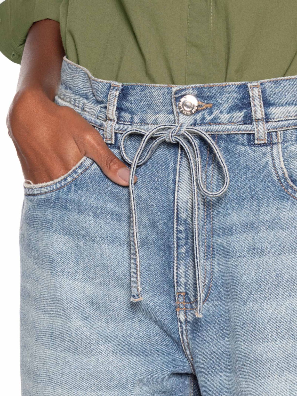 Calça Feminina Jeans Pantalona Com Elástido Azul Animale Jeans