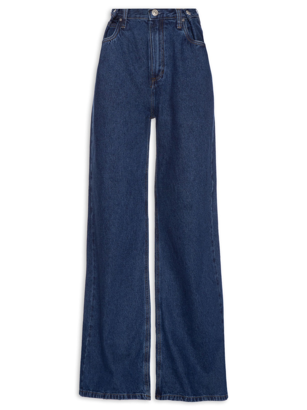 Calça Feminina Jeans Pantalona Com regulador No Cós - Azul