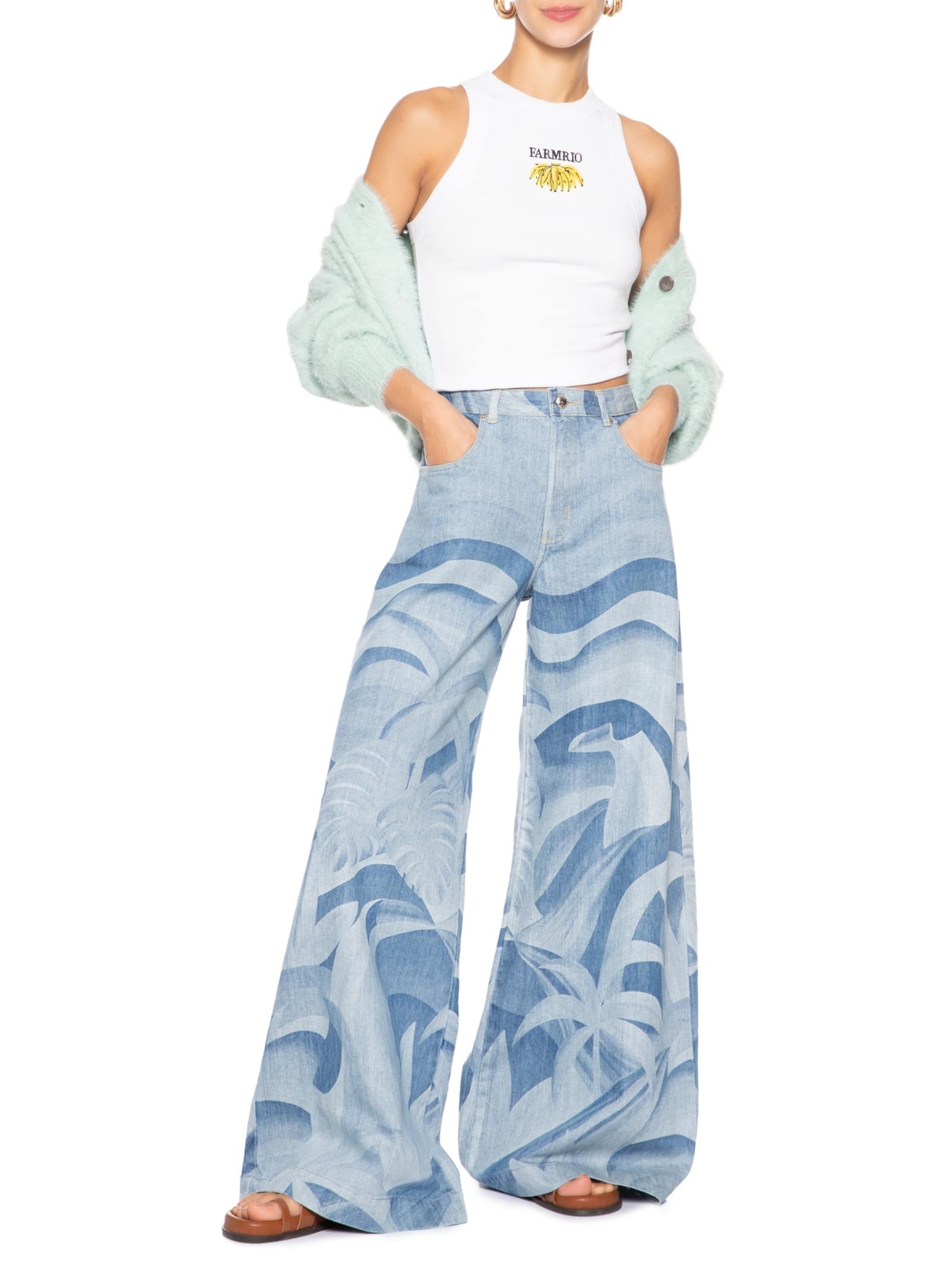 Calça Feminina Jeans Pantalona Laser Montanha Azul Farm