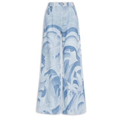 Calça Feminina Jeans Pantalona Laser Montanha - Azul