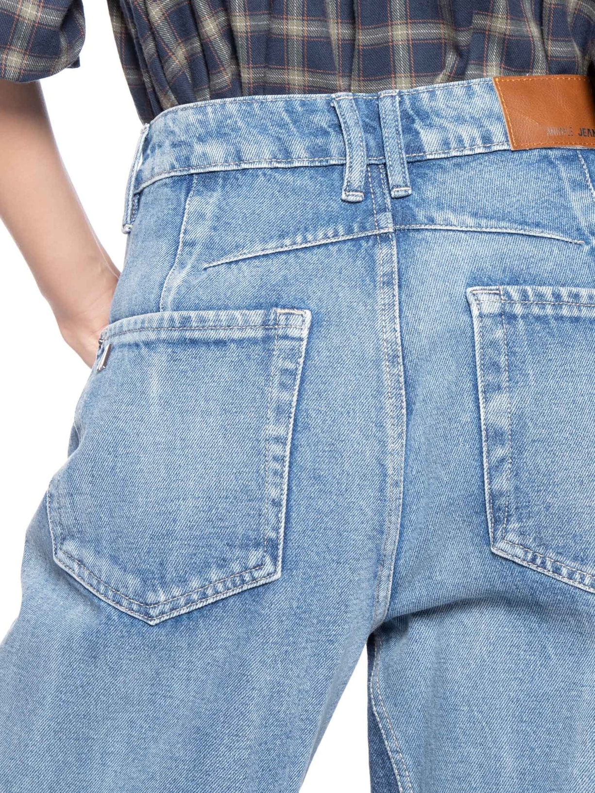 Calça Feminina Jeans Pantalona Nesga Interna Pact Azul Animale Jeans